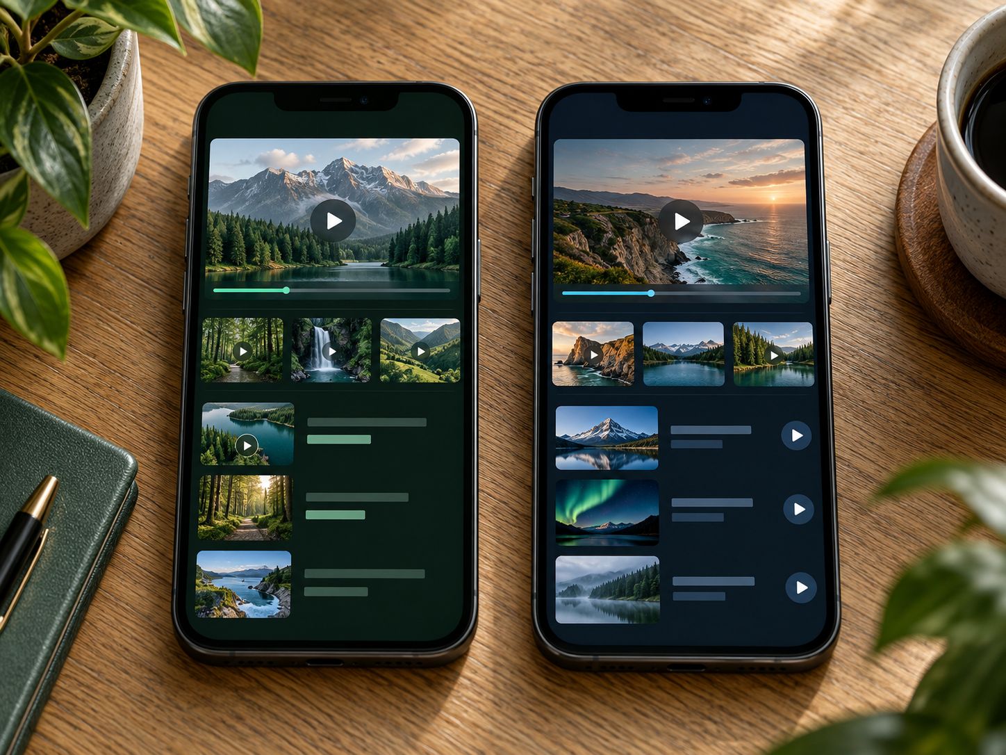 Comparing IPTV Australia player interfaces on two smartphones