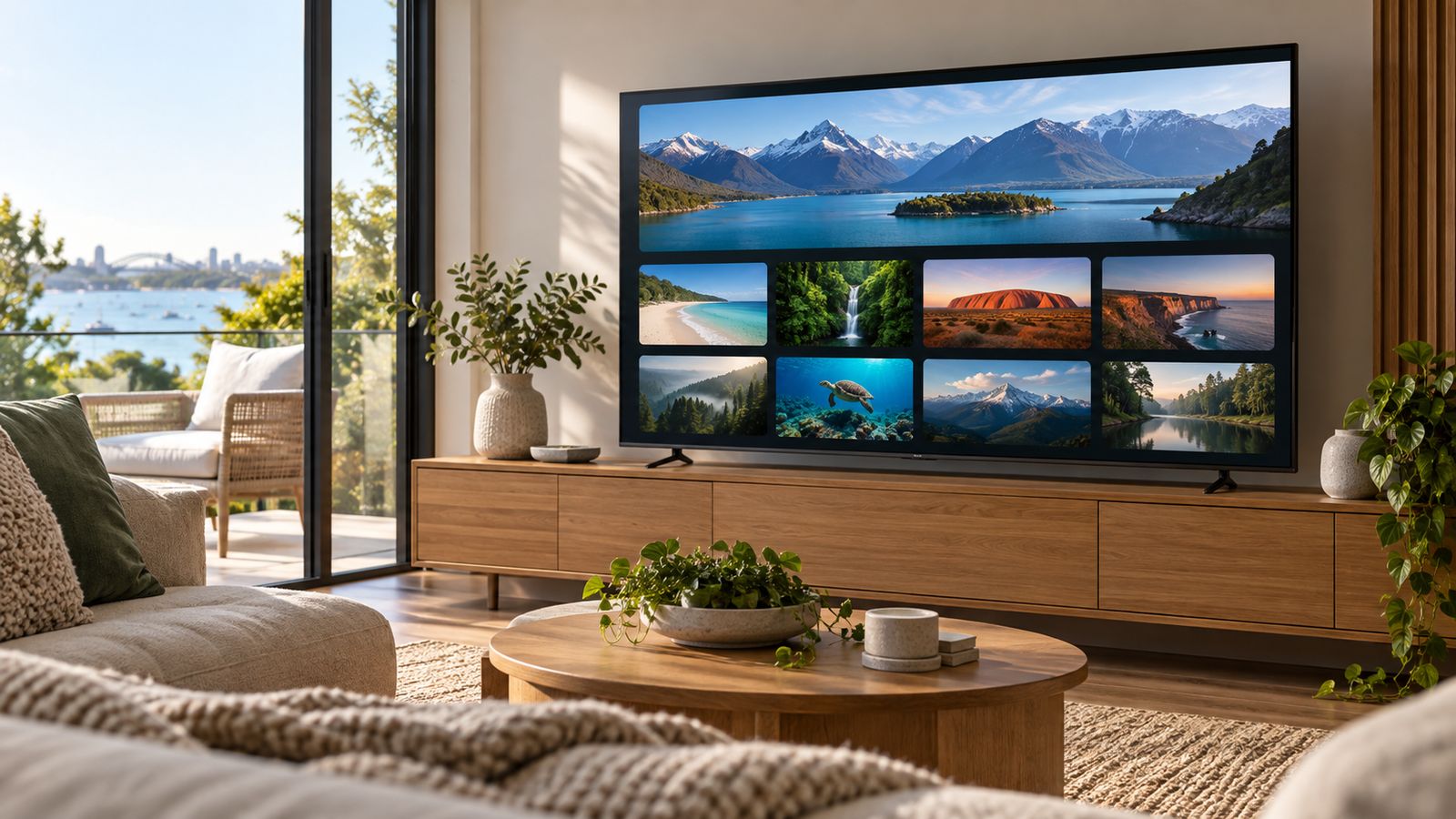 IPTV apps Australia illustrated by a television with generic streaming tiles